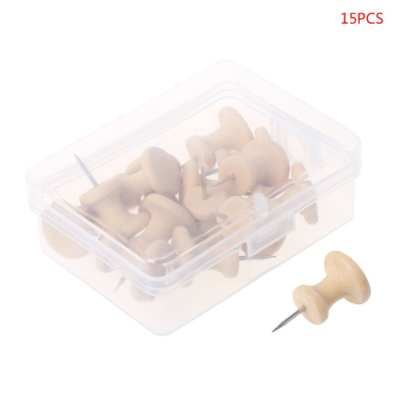 15Pcs Nautral Kurk Houten Pushpins Punaise Board Pins Tekening Foto Muur Studs Kantoor Schoolbenodigdheden R91A