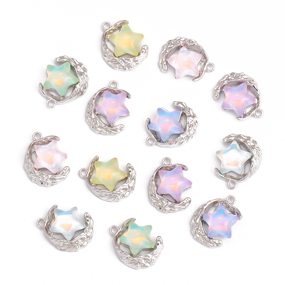 10 Uds. De dijes de animales de mariposa de cristal de colores mezclados, pendientes dulces para mujer, accesorios de pulsera, suministros de joyería Diy: Zinc negro plateado