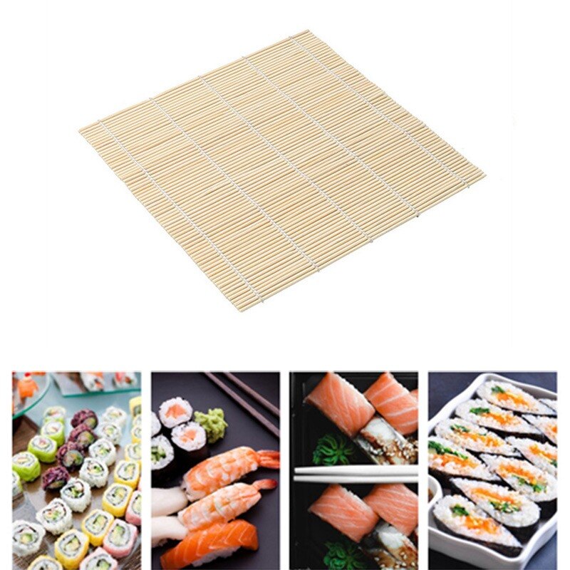 Estera enrollable de bambú para hacer Sushi, rodillo de arroz, rodillo de pollo, accesorios de bricolaje japoneses de cocina