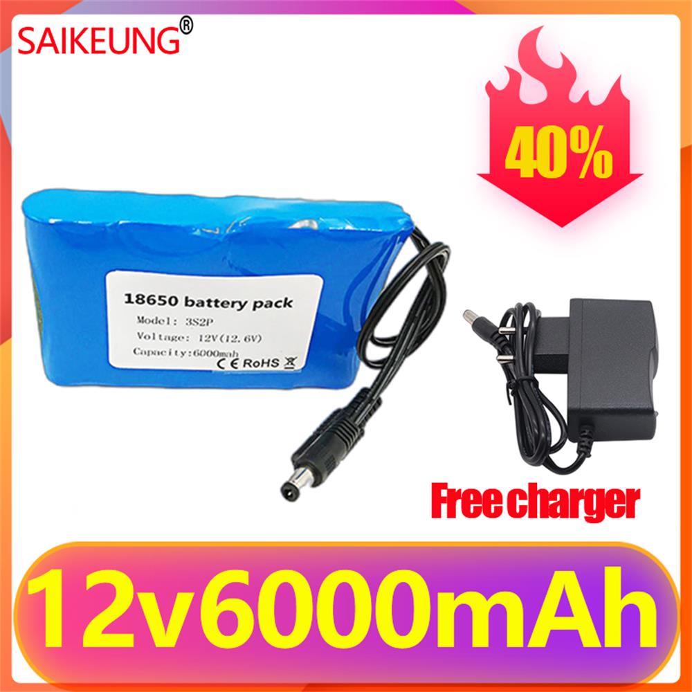 Mspalocell 12,6 V 3000 mAh lithium-ion batterij met oplader en 2 aansluitlijnen voor zonnepaneel, radio, camera's, camcorders, elektronisch orgel, doe-het-zelf leeslamp, sonar