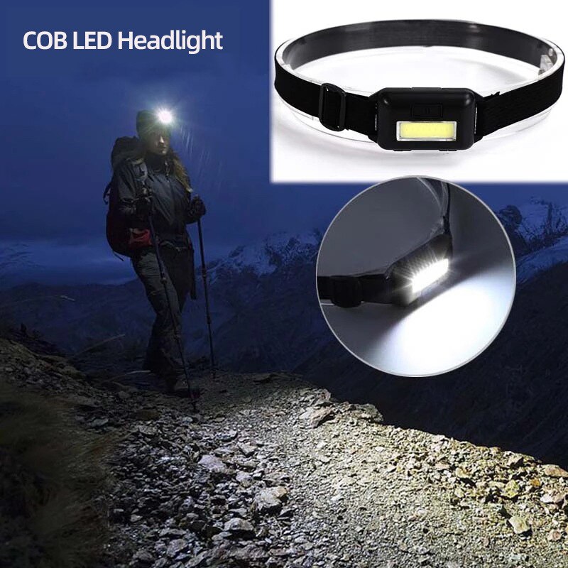Waterproof COB LED Headlamp Headlight 3 Modes Helmet Light Lamp Strong low flash light Torch for Camping Fishing