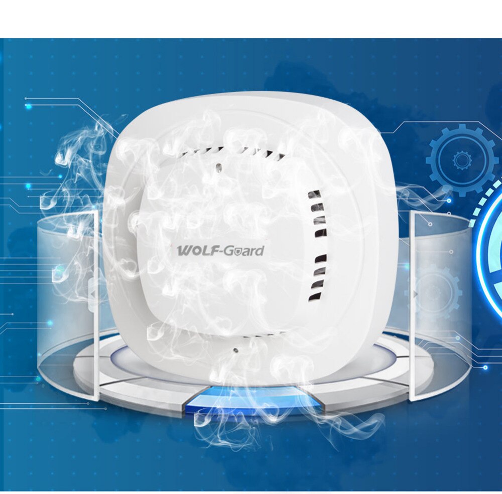 2 x Wolf-Guard Wireless Smoke Detector Photoelectric Sensor Fire Alarm for Home Fire Smoke Security System Alarm YG-07A