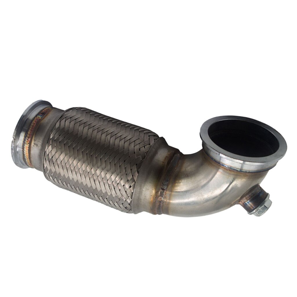3" V-Band Flanged Downpipe Low Profile 90° W/ Flex Bellow Pipe Stainless Steel