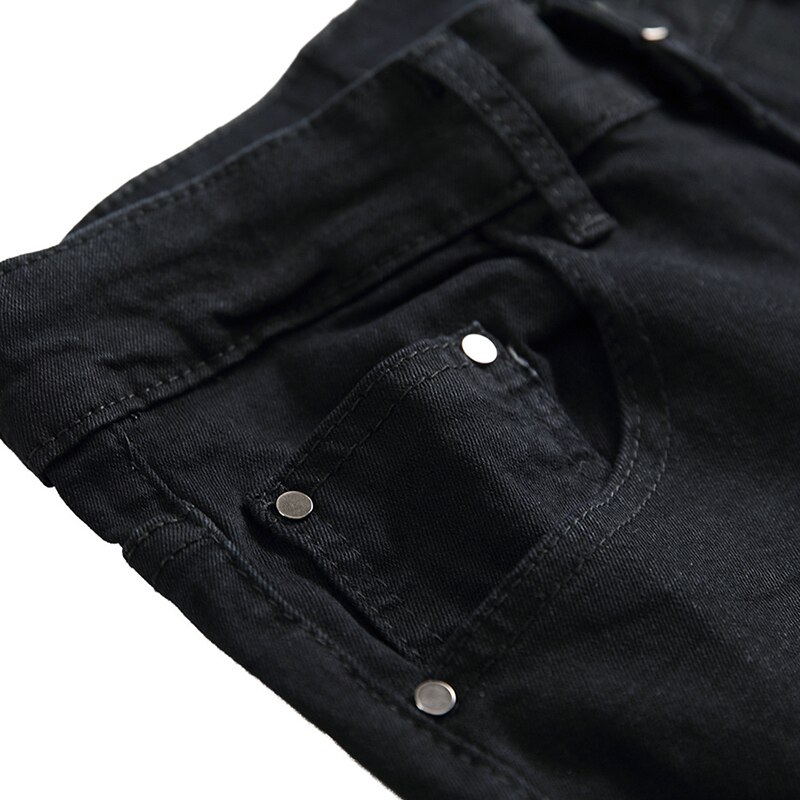 Pantalones vaqueros rasgados para hombre, Jeans rectos ajustados con agujeros, desgastados, largos, negros y azules, novedad