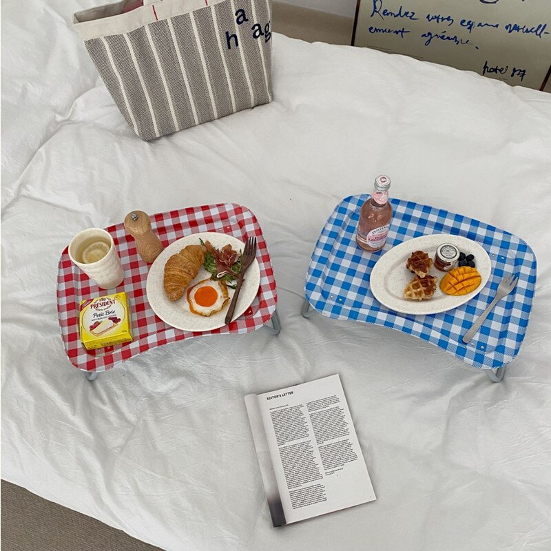 Cutelife Rode Plaid Metalen Vouwen Kleine Salontafel Keuken Opslag Kamer Eettafel Home Decor Vloer Sofa Bed Eten Tafel
