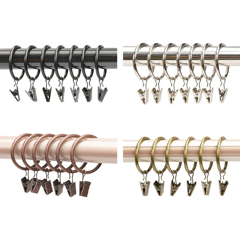 20 Pcs Metal Curtain Clips Shower Curtain Rings with Clips and Eyelets Drapery Rings for Tension Rod Bracket Eyelets