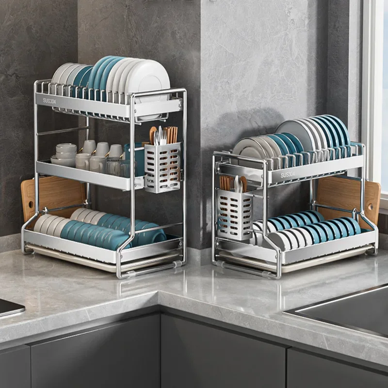 Diskställ köksförvaring rostfritt stål diskställ köksredskap bordsartiklar diskställ ställ