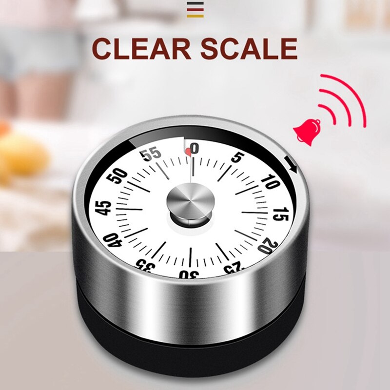 Visual Timer Round Mechanical Timer 60-Minutes Cooking Timer with Loud Alarm Magnetic Clock Timer Kitchen Gadget