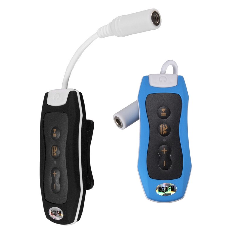2X 8GB MP3 Player Swimming Underwater Diving Spa + FM Radio Waterproof Headphones Black &amp; Blue: Default Title