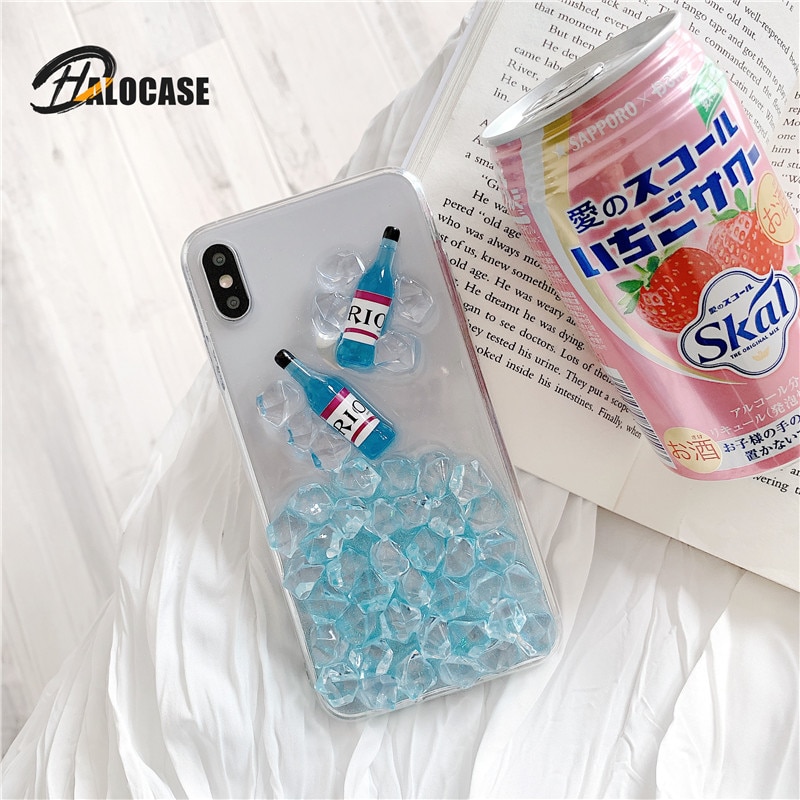 Personality ICE Wine Bottle Funny Pattern Soft TPU Epoxy Phone Case For iPhone 11Pro MAX 6 6S 8 7Plus XS MAX XR XS X Back Cover