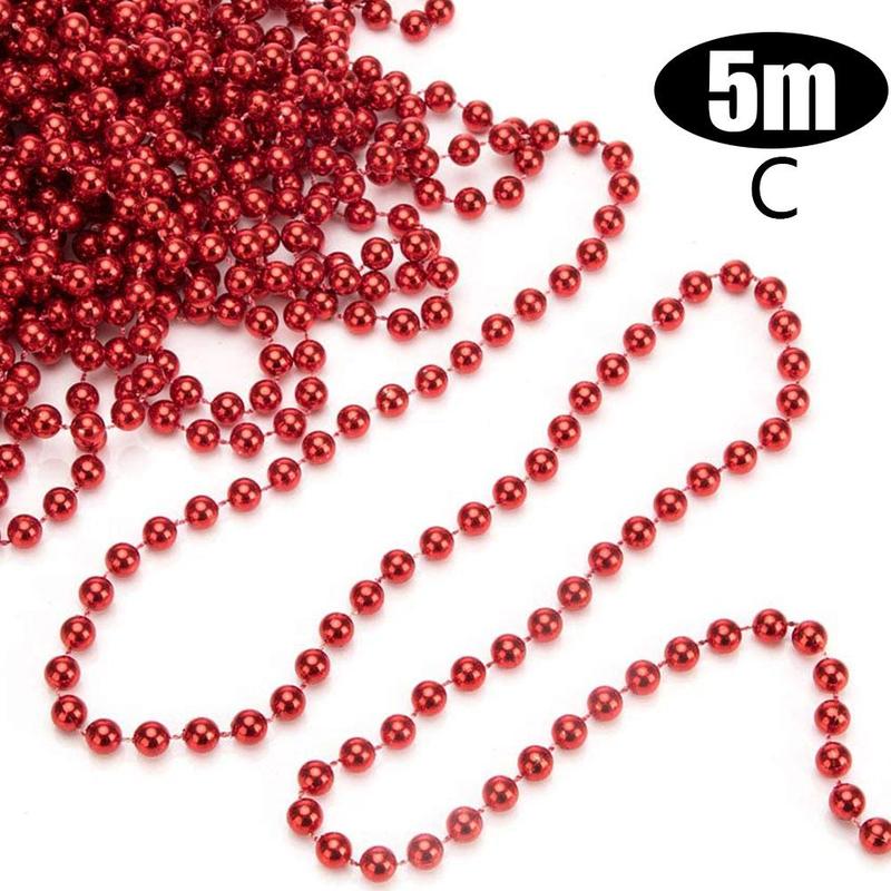 Silver Bead Chain Garland Christmas Tree Decorations Pearl Beads Chain Hanging Ornament Christmas Decorations For Home: C