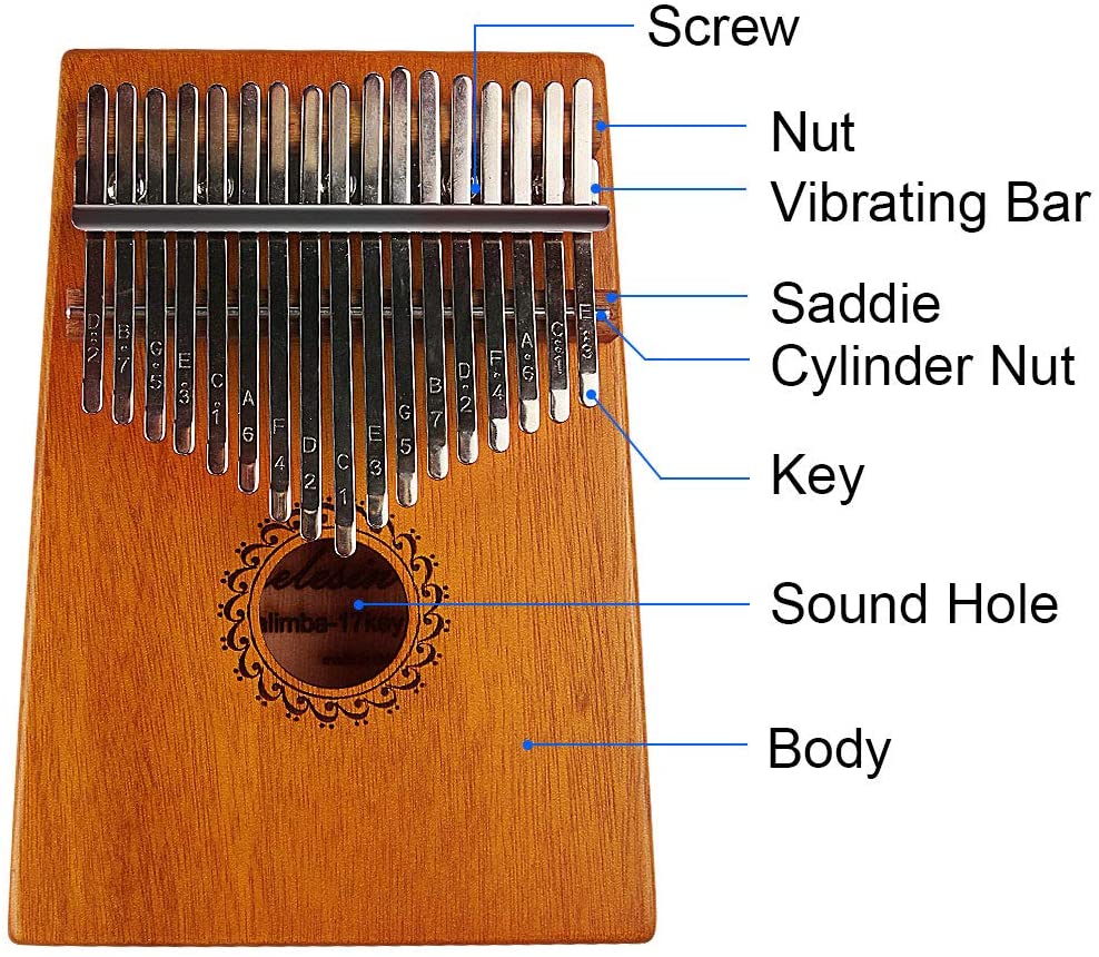 Kalimba-17 Keys Cartoons Thumb Piano, Perfect Christmas for Kids and Adult Ancient Mbira Finger Mbira Made with Solid Wood