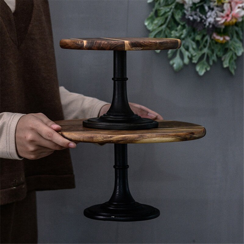 Wooden Cake Stand Turntable Rotating Round Cake Stand Cake Decorating Tools Cake Rotary Table Kitchen DIY Pan Baking Tools