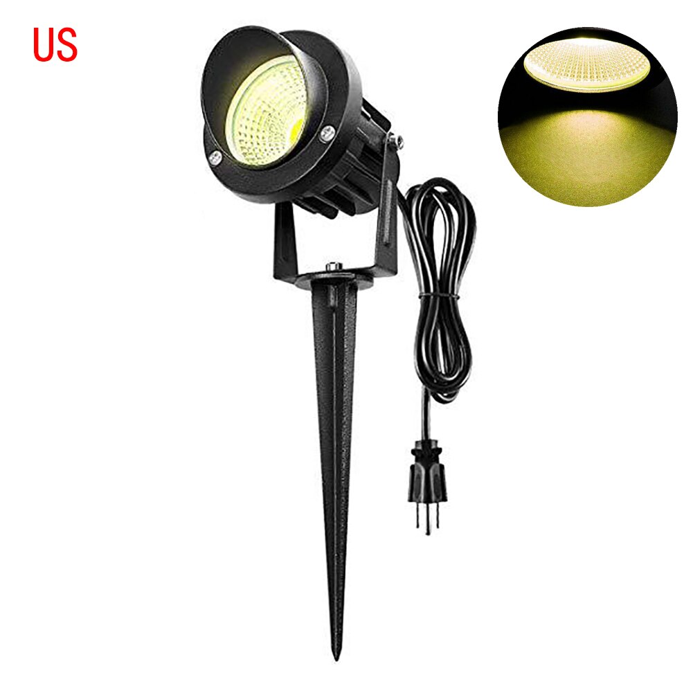 Utendørs ledet hage plenlys 10w landskapslampe pigg vanntett  ip65 ac110-240v dc12v kolbe rgb hage sti vei plen spotlights: oss støpsel (varm hvit)