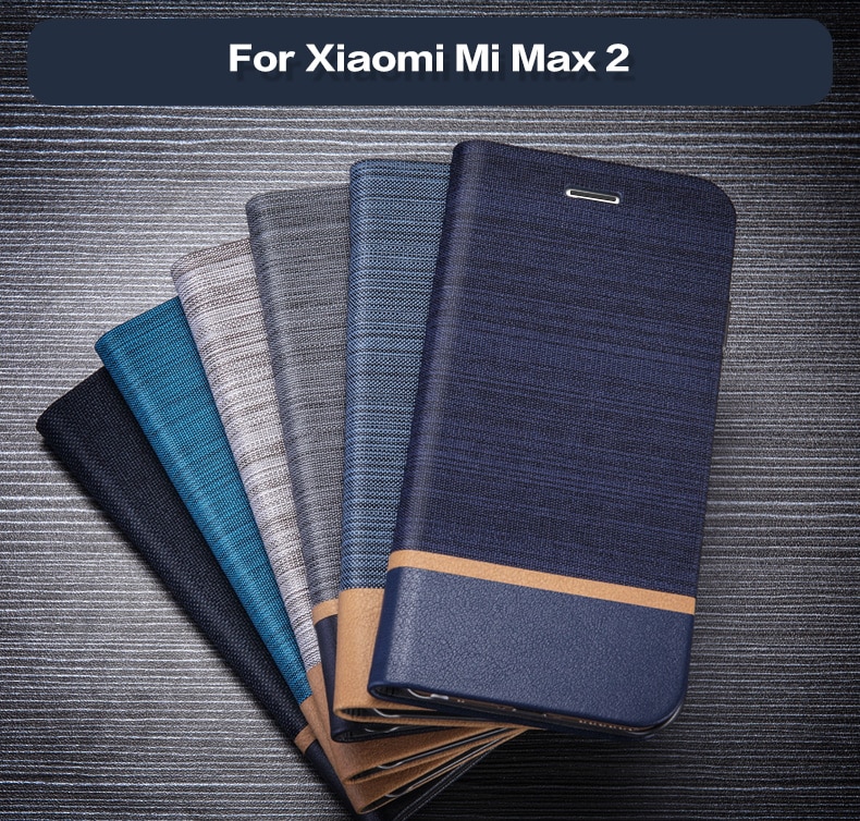 Forretning læder telefon taske taske til xiaomi mi max 2 flip tegnebog sag silikone bagcover til xiaomi mi max kortslot sag