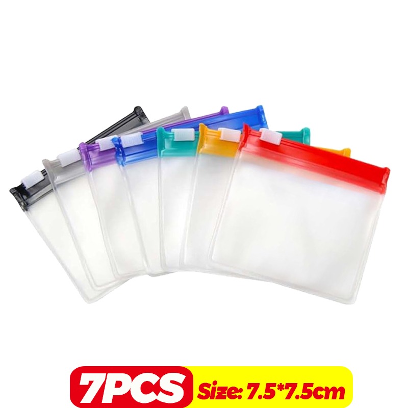 Mini bolsas dispensadoras de pastillas, bolsa de joyería de viaje portátil con cremallera deslizante, organización de almacenamiento impermeable autosellante, 7/48 Uds.: Negro