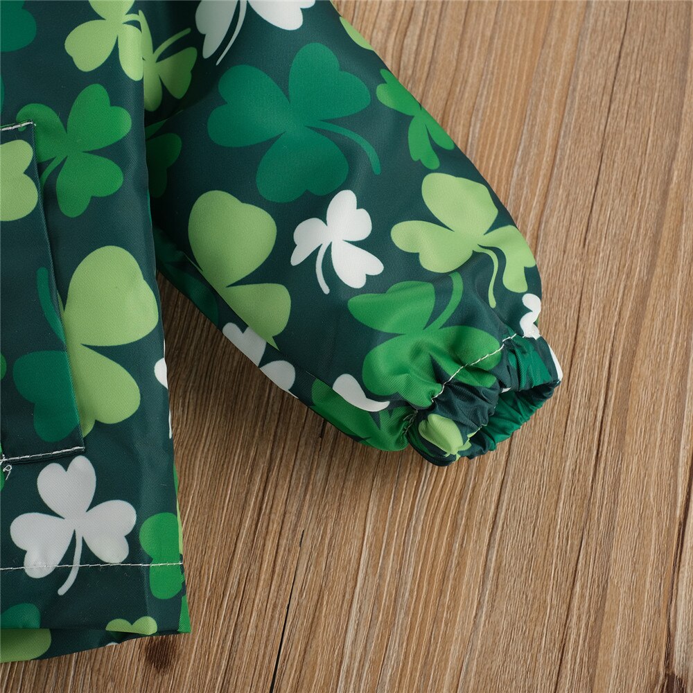 freundlicher u2019s Karikatur Druck Jacke Frische Grünen Klee und Herbst Winddicht Mit Kapuze Mantel Oberbekleidung Mäntel