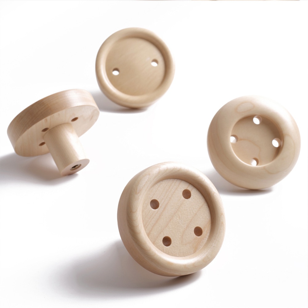 1pc Wooden Button Coat Hooks Wall Mounted Coat Hanging Hooks For Living Room And Bathroom Delicate Coat Hanger