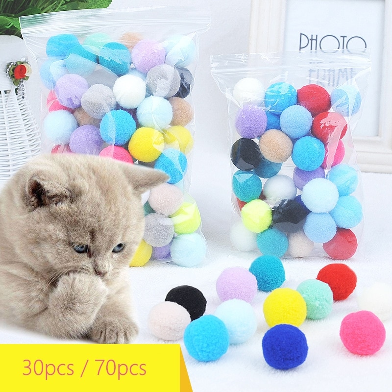 Cute Funny Cat Toys Stretch Plush Ball 0.98in Cat Toy Ball Colorful Interactive Cat Chew Toy Pet Supplies