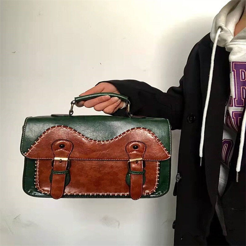 Mbti Vintage Japanse Stijl Schoudertas Vrouw Mode Hasp Patchwork Bolso Mujer Crossbody Sac A Main Studenten Daily Casual Tas