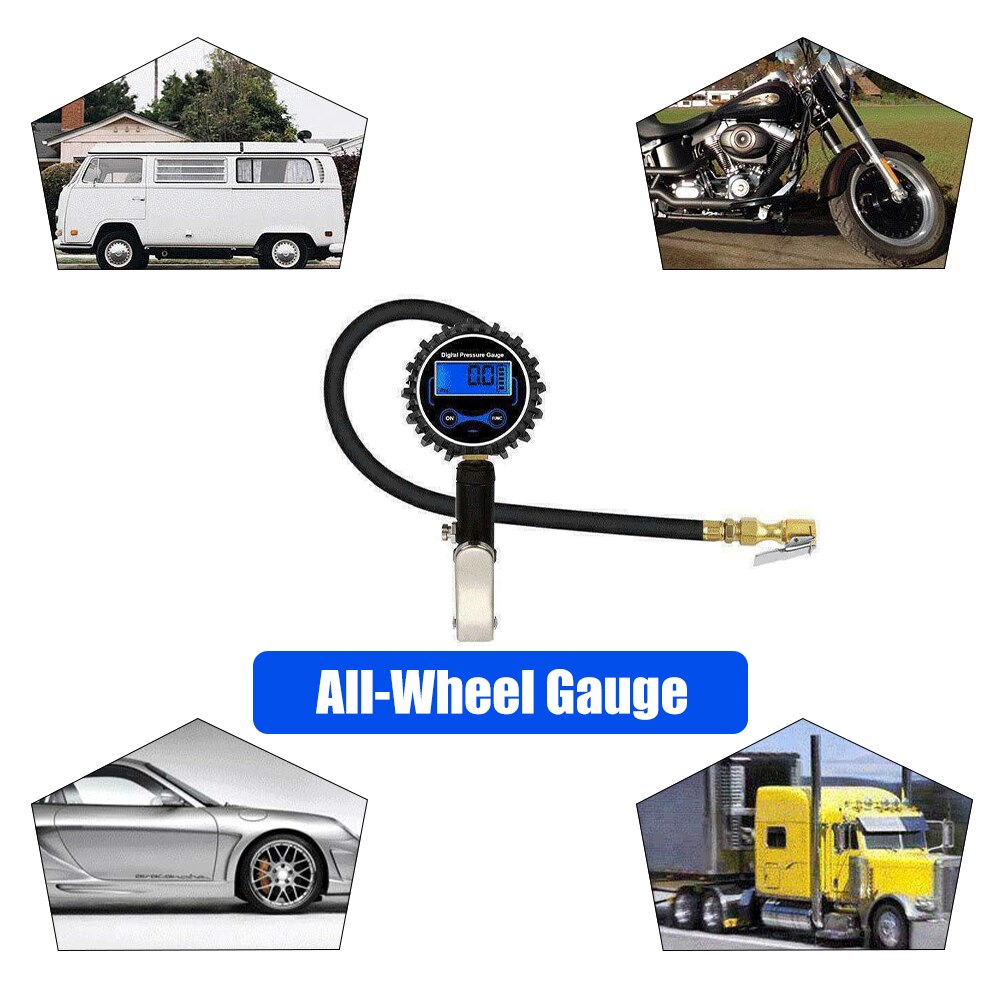 Digital Car Tire Air Pressure Inflator Air Compressor Pump Digital Tire Inflator Quick Connect Plug for Car Truck Motorcycle