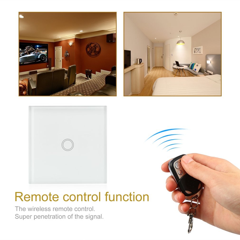 1 Way Smart Home Muur Touch Schakelaar Eu/Us/Uk Standaard Led Indicator Afstandsbediening Touch Schakelaar Draadloze lichtschakelaar