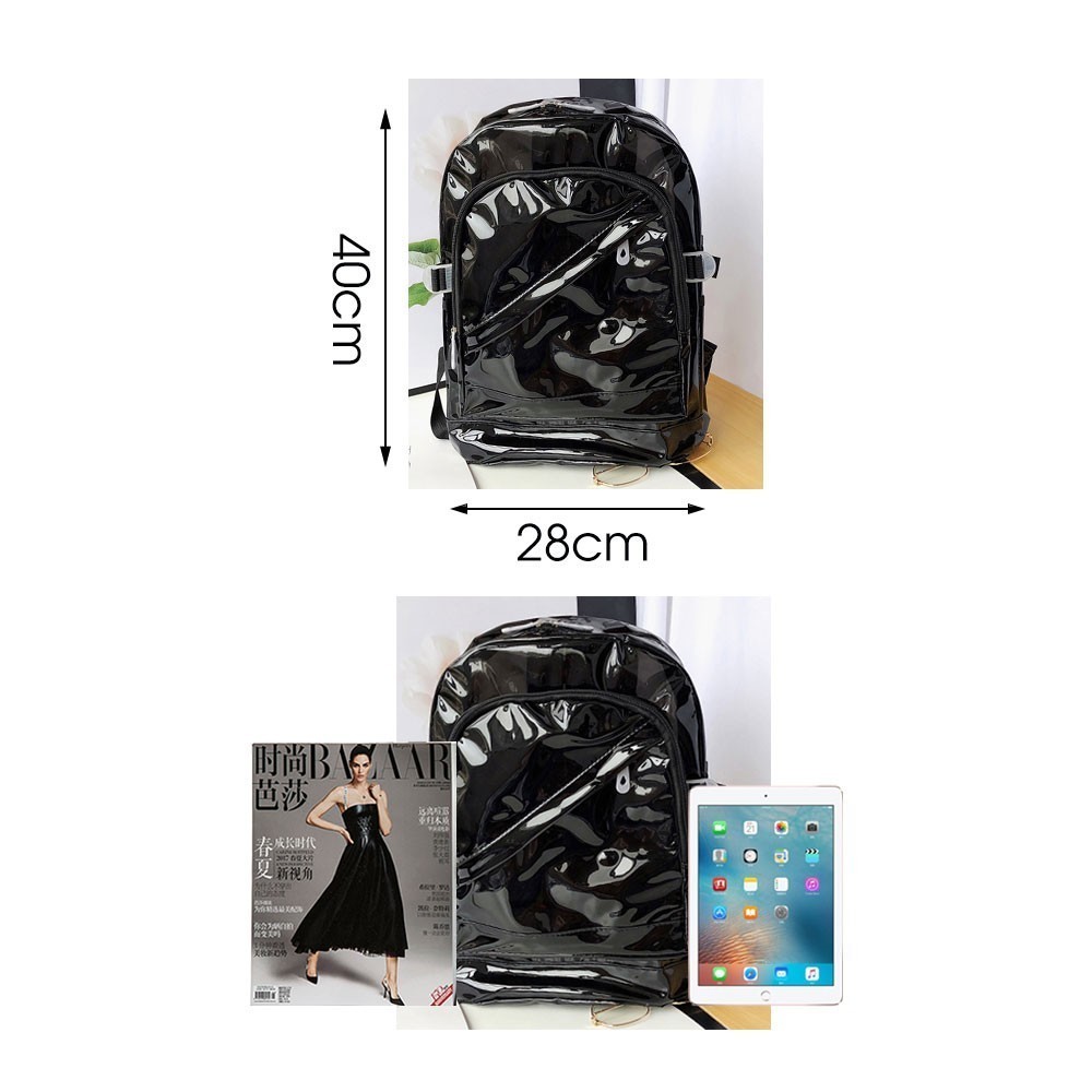 TTOU sac à dos étanche Transparent en plastique Transparent pour les adolescentes PVC sacs d'école épaules sac bonbons couleur fermeture éclair sac à dos