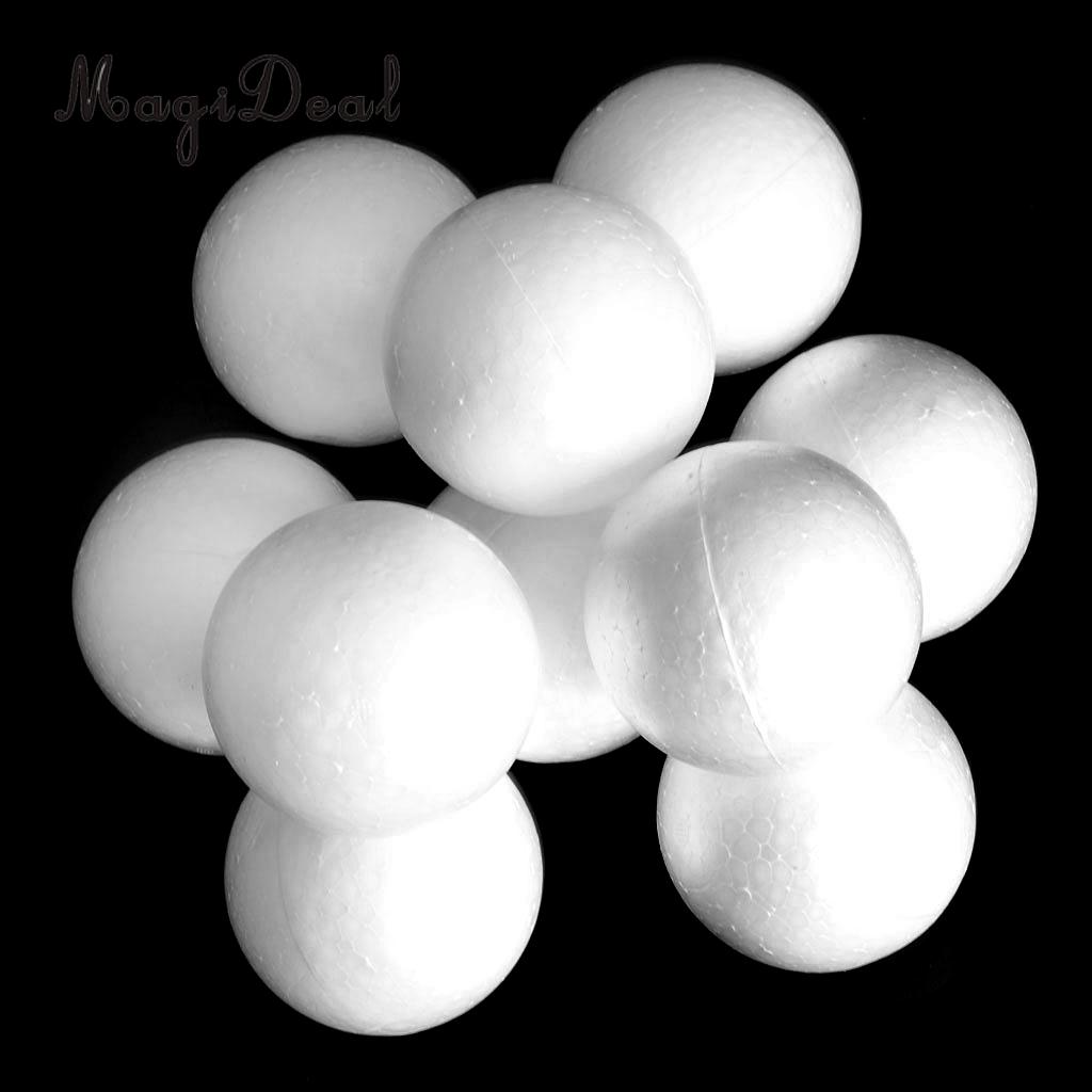 10 stuks 90mm modelleer-piepschuimballen van massief wit polystyreen voor doe-het-zelf kerstfeestdecoratie.