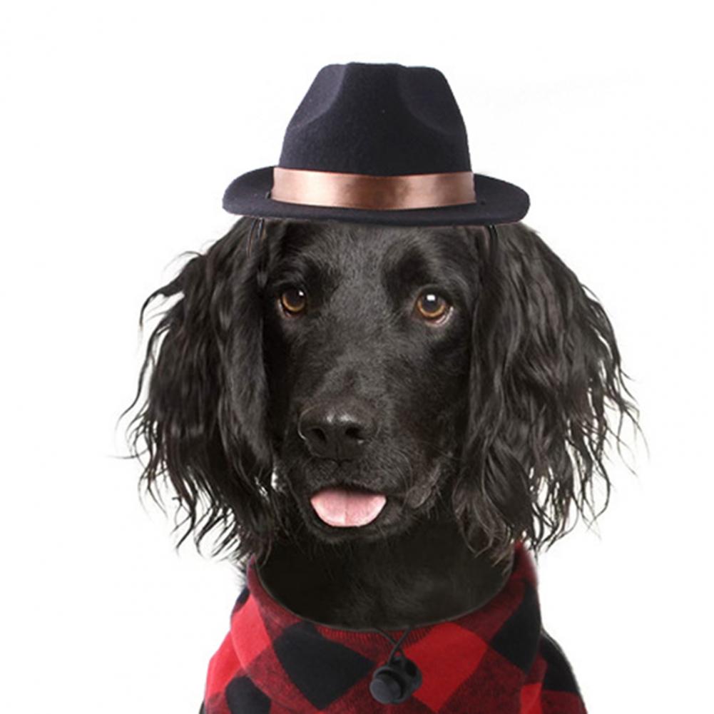 Dog Cowboy Hat with Adjustable Rope Photo Prop Pet Halloween Christmas Street Hat Dog Accessories