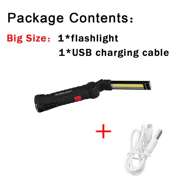 COB LED Lantern10W LED Emergency light Foldable LED Torch Flashlight USB Charging Portable Light 360 rotary with Magnet Hook: big size