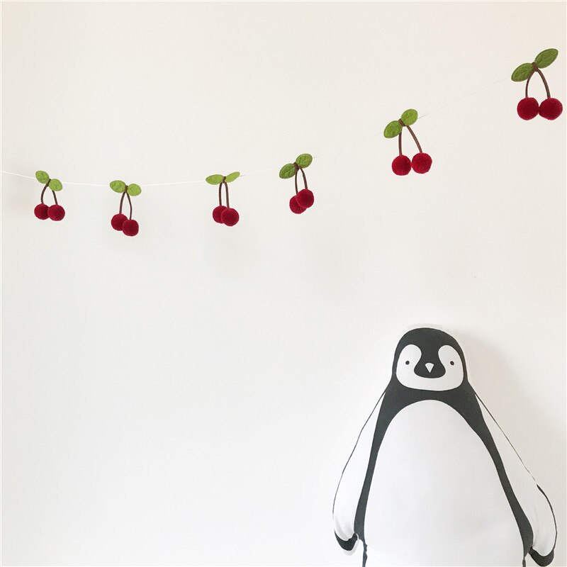 Artesanal padrão de cereja decoração do quarto bebê crianças tenda quarto decoração acessório pendurado na parede pingente para cama do bebê pára-choques