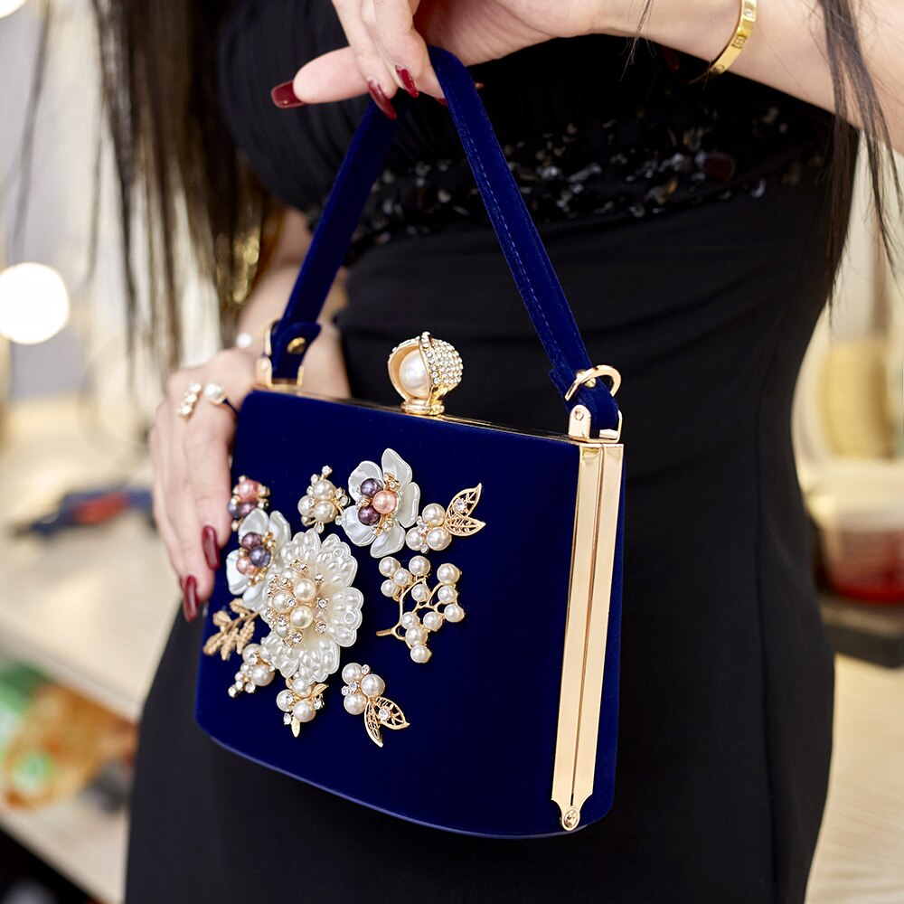 Neue Wildleder frauen Tasche Temperament Diagonal Kreuz Tasche Blume Abendessen Wird Packen Den Name Karte Bit Tasche bequem