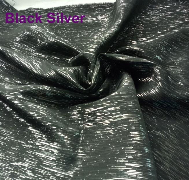 45cm*138cm kjole mousserende stof metallisk blinkende bomuld shantung silke brude frakke sko taske gardin bryllup cosplay: Sort sølv