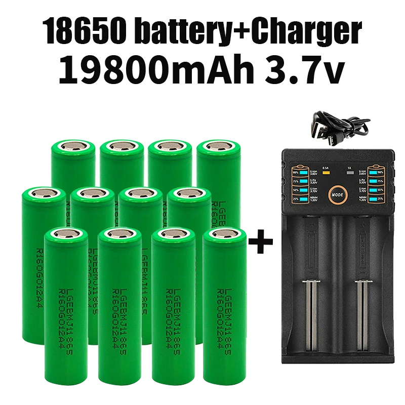 Original 18650 Battery 3.7V 19800mAh Discharge 18650 Li-ion Battery 3.7v Rechargable Battery for Flashlight: green