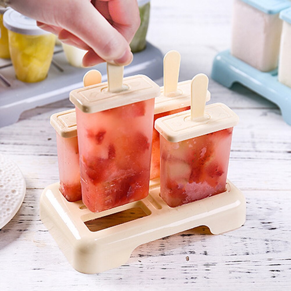 9 Cell Silicone Ice Cream Mould Diy Mold Ice Cube Tray Popsicle Barrel Dessert Ice Cream Mold With Popsicle Stick