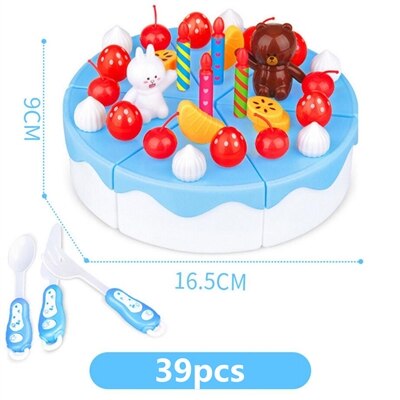 103Pcs ABS Plastic Cake Toys Children's Classic Kitchen Toys 6 Different Types Pink blue Boys And Girls Birthday Christmas: 39pcs blue no box