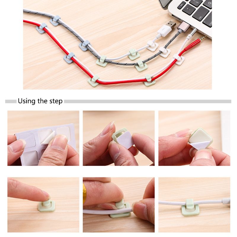18 stk selvklæbende wire tie kabel mount klemme klip bil usb kabel sticker fast