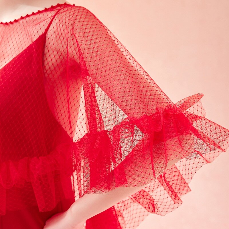 JaneVini Rode Zomer Kant Bruiloft Bolero Sjaal Kralen Vrouwen Korte Wrap Cape Uitloper Bridal Bruiloft Accessoires