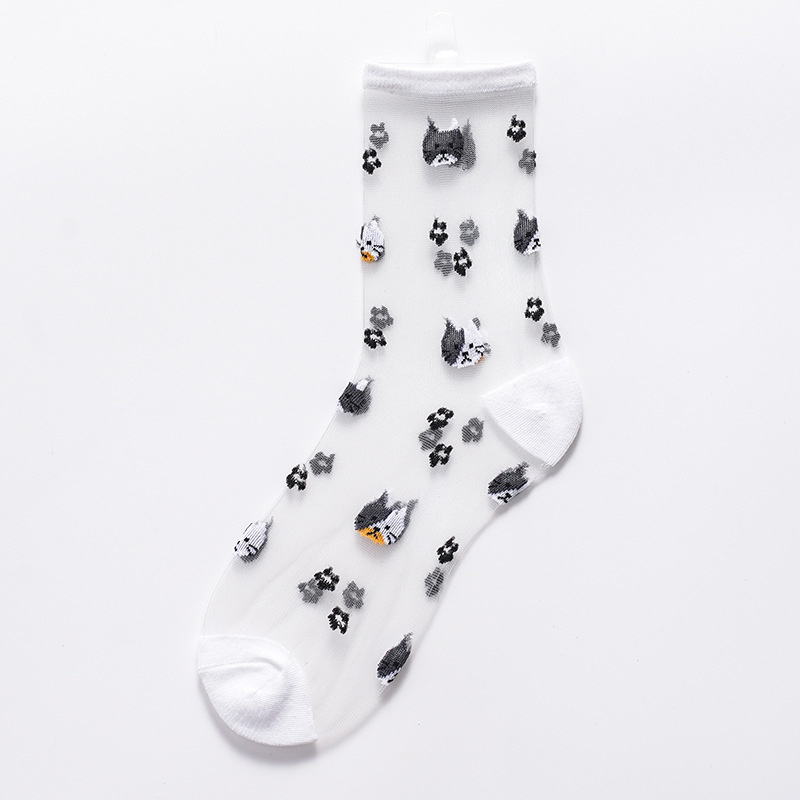 Calcetines sexis de rejilla de encaje de fibra mixta transparente elástico tobillo hilo de red calcetines finos para mujer 1 par = 2 uds: Azul marino