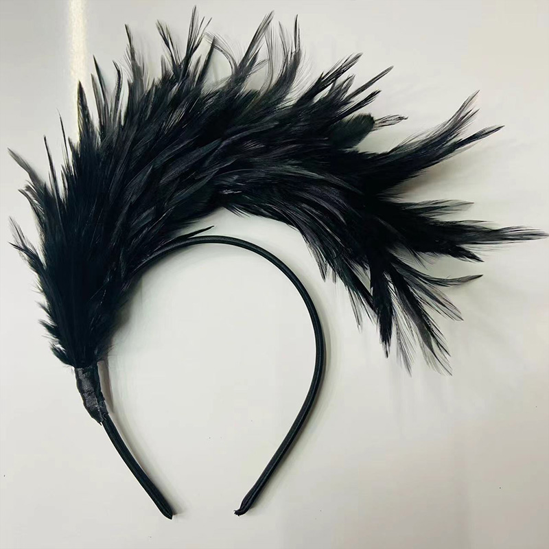 Vrouwen veren hoofdband zendspoel uitvoeren Halloween hoofddeksels partij hoofdtooi haar hoepel haar ornament: Blauw