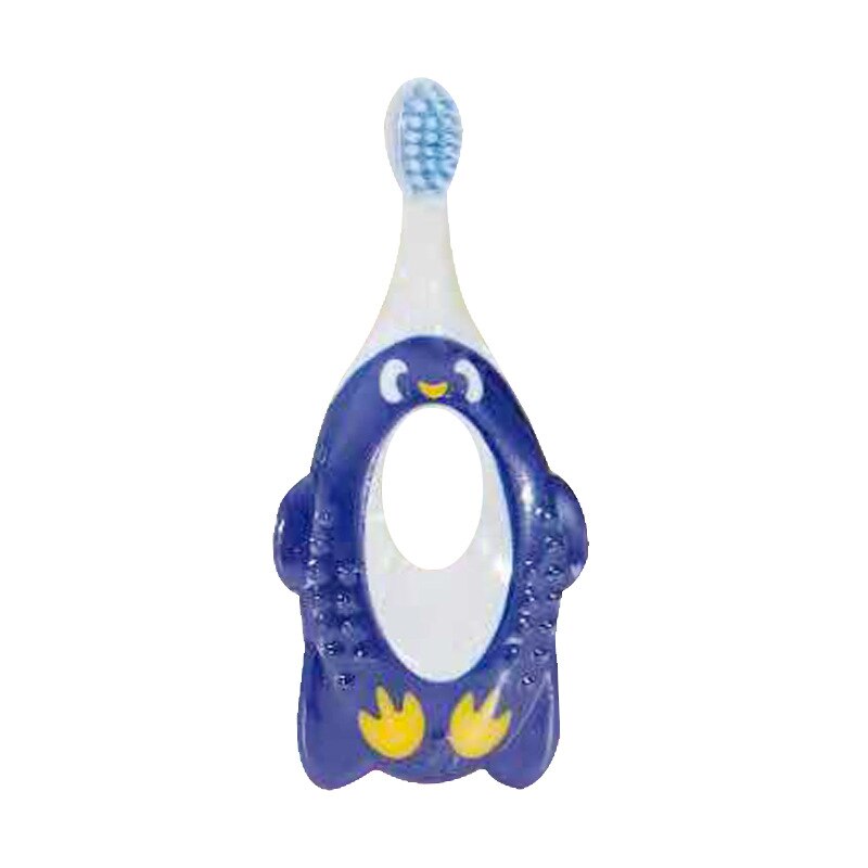 1Pc Pinguïn Vorm Handvat Baby Training Tandenborstel Cartoon Dier Zuigeling Tandenborstel 1 ~ 6 Jaar Oude Baby Dental Gum zorg Tandenborstel: Blauw