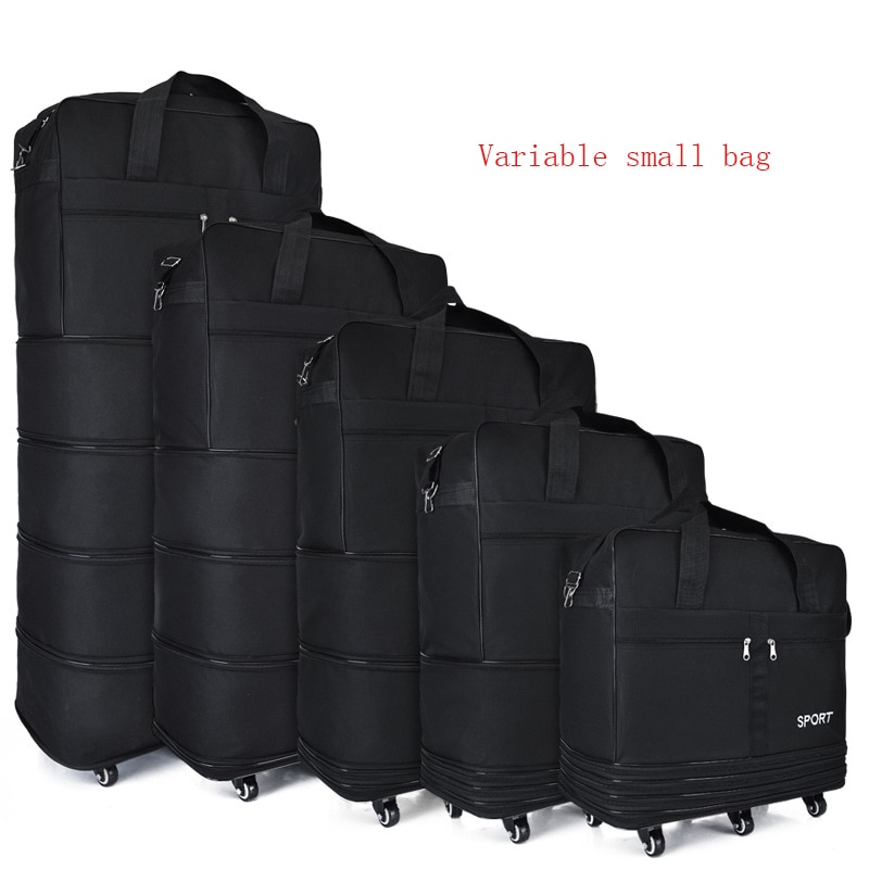 Large-capacity Portable Travel Bag Rolling Luggage Can Expand Aviation Checked Bag Mobile Rolling Backpack Oxford Cloth Bag