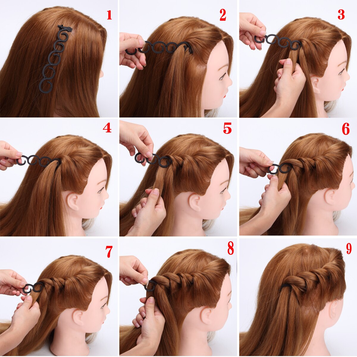 2Pcs/Set Lady French Hair Braiding Tool Hair Twist Styling Clip Braider Roller Bun Maker DIY Hair Band Accessories DIY Home