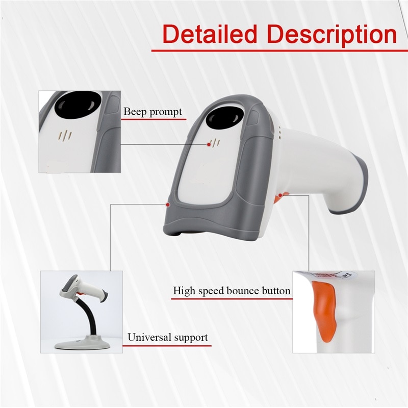 Draadloze Barcode Scanner Wired bar code Scanner USB Handheld 1D/2D QR Bar Code Reader voor Inventaris winkel