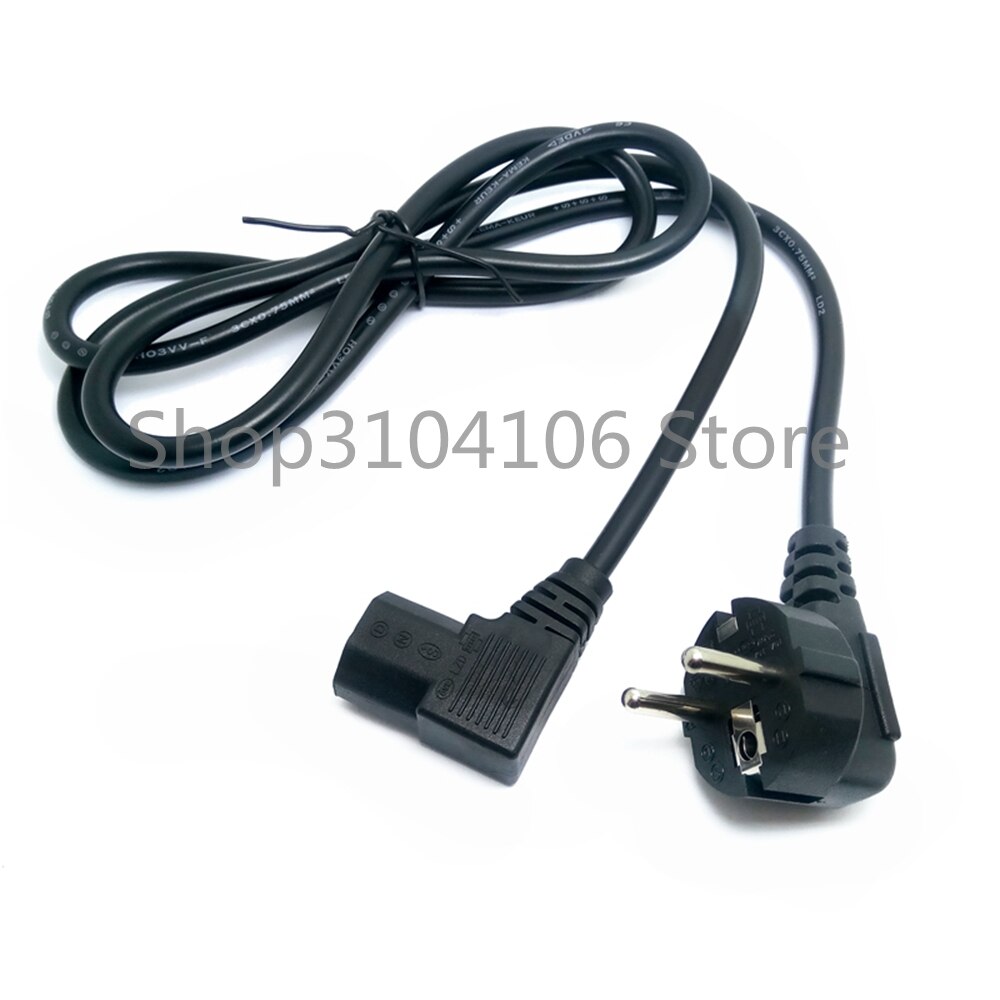 Europe EU plug Flat Nema 5-15P to IEC C13 Left Angled Power Cord for LCD LED Wall Mount TV 5ft 1.5m