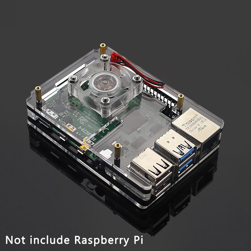 6 schicht Acryl Fall für Raspberry Pi 4 Transparent Shell Gehäuse unterstützung Blaue LED Lüfter Kühler für Raspberry Pi 4 modell B