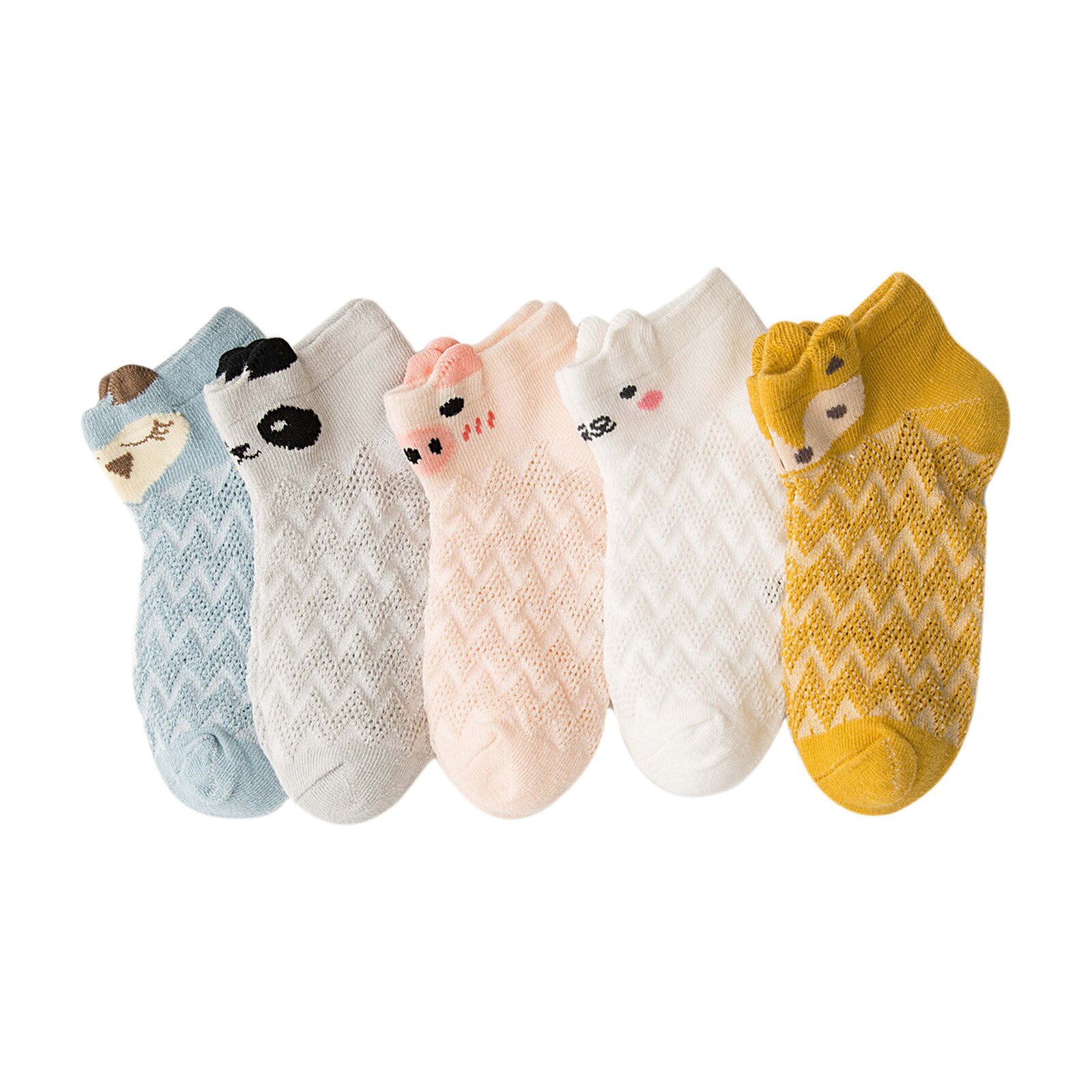 Chaussettes antidérapantes pour enfants de 1 à 12 ans, 5 paires, en coton, confortables, respirantes, mignonnes, imprimées, en maille, pour bébé, E1: 1-3T