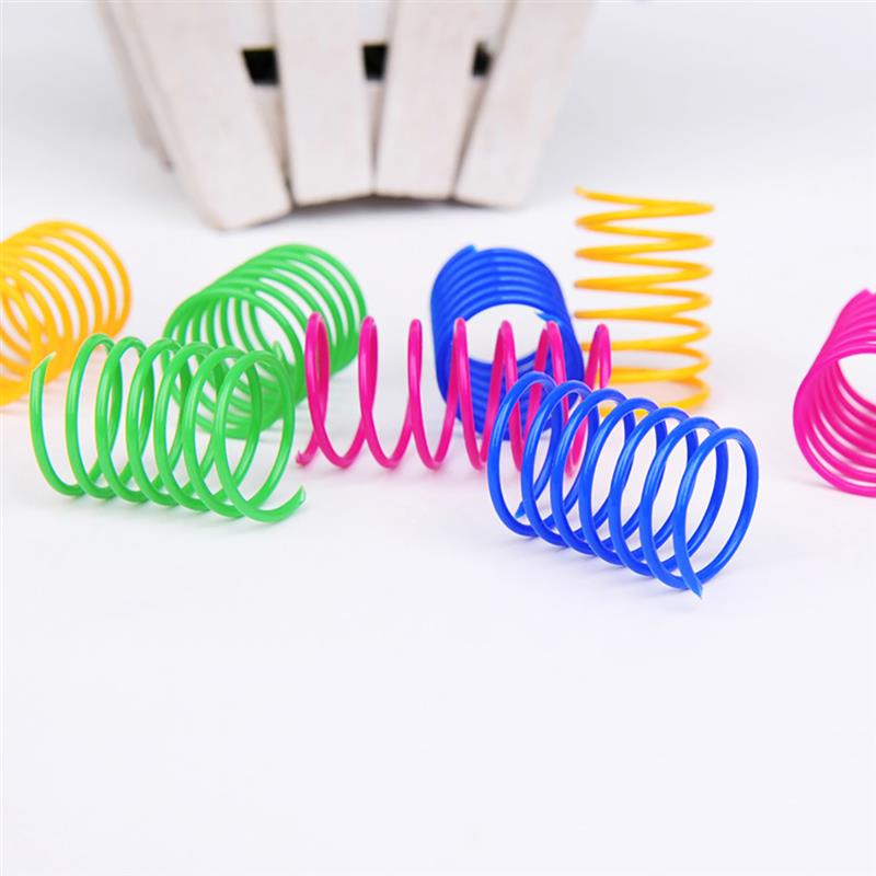 20Pcs Cat Spring Toy Plastic Colorful Coil Spiral Springs Pet Action Wide Durable Interactive Toys