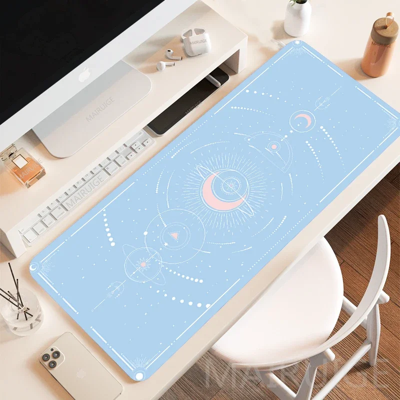 Kawaii Moon Star Podkładka pod mysz Girly Accessory Playmat Cute Carpets 400x900 Podkładka pod mysz Laptop Gamer Purple Pink Magic Duża klawiatura: XS / W kolorze khaki