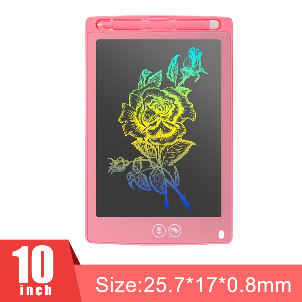 LCD Colorful Writing Tablet Partially Erasing Drawing Board Electronic Thick Pen Highlight Pads DIgital Tablets 8.5/10/12 inch: 10 inch pink